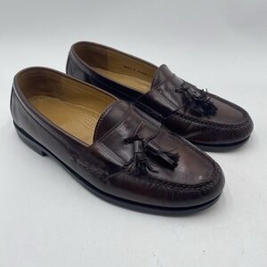 Cole Haan Mens‎ Tassel Loafers Sz 10 D Burgundy Leather Classic Dress Shoes Slip